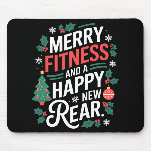 Mousepad Merry Fitness And A Happy New Rear Fitmas Christma (Frente)