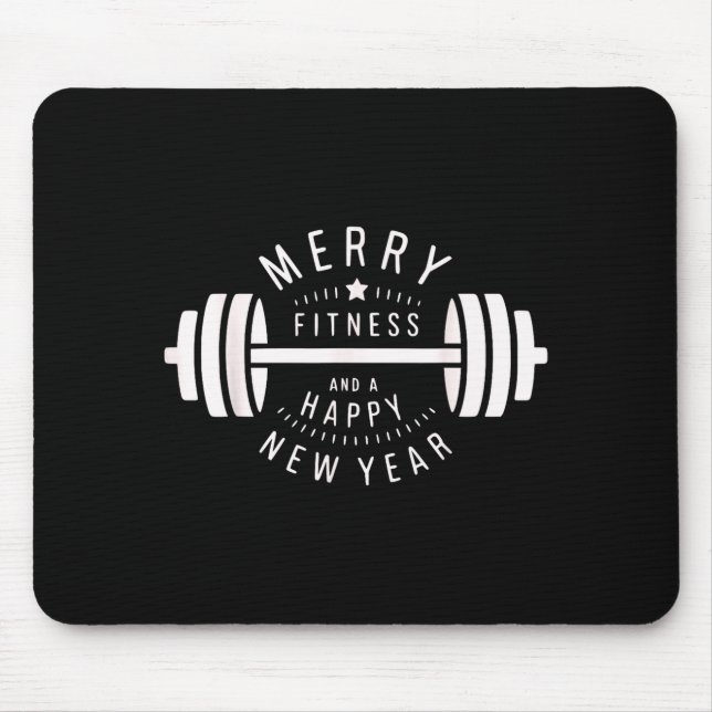 Mousepad Merry Fitness And A Happy New Rear Funny Gym  (Frente)