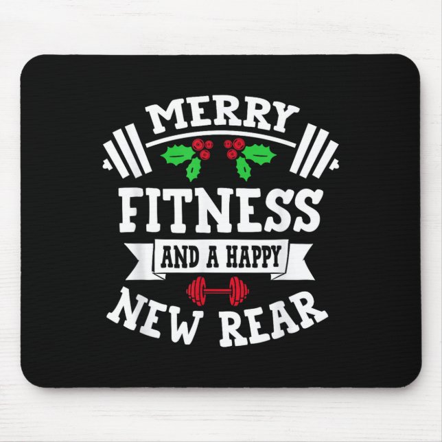 Mousepad Merry Fitness And A Happy New Rear Funny Holidays  (Frente)