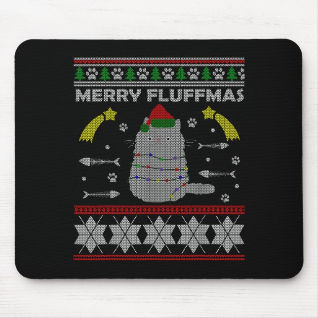 Mousepad Merry Fluffmas Cute Ugly Christmas Outfit For Wome (Frente)