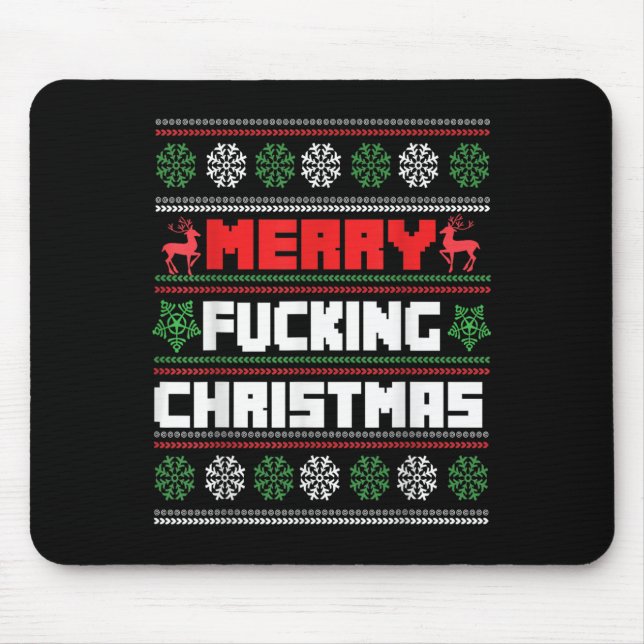 Mousepad Merry Foring Christmas Funny Raunchy Curse Word Ho (Frente)
