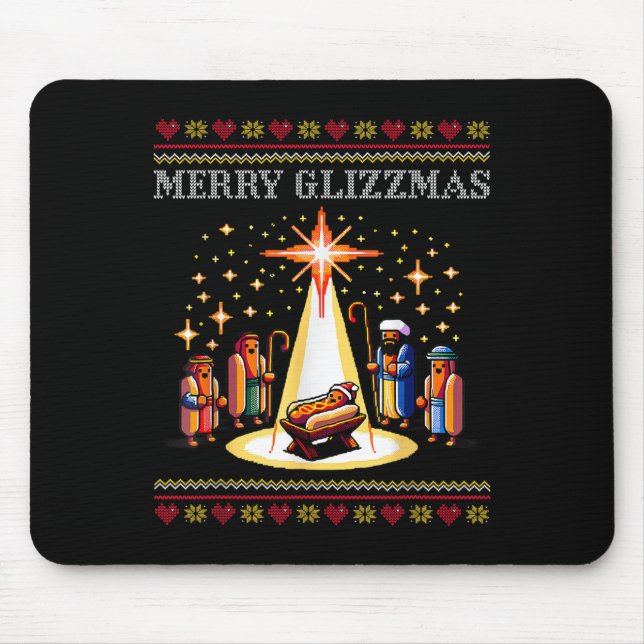 Mousepad Merry Glizzmas Tacky Funny Merry Christmas Hot Dog (Frente)