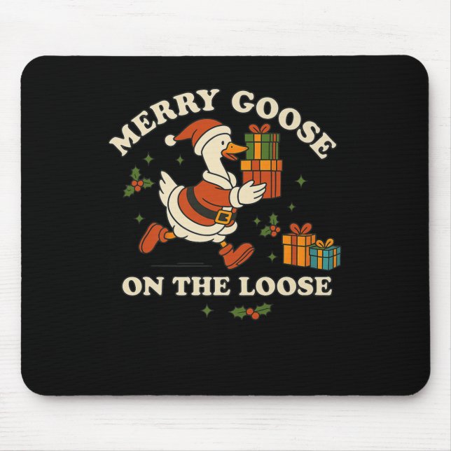 Mousepad Merry Goose On The Loose Funny Christmas Silly Hum (Frente)