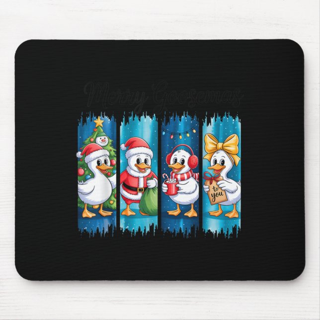 Mousepad Merry Goosemas Christmas Cheer Festive Ducks  (Frente)