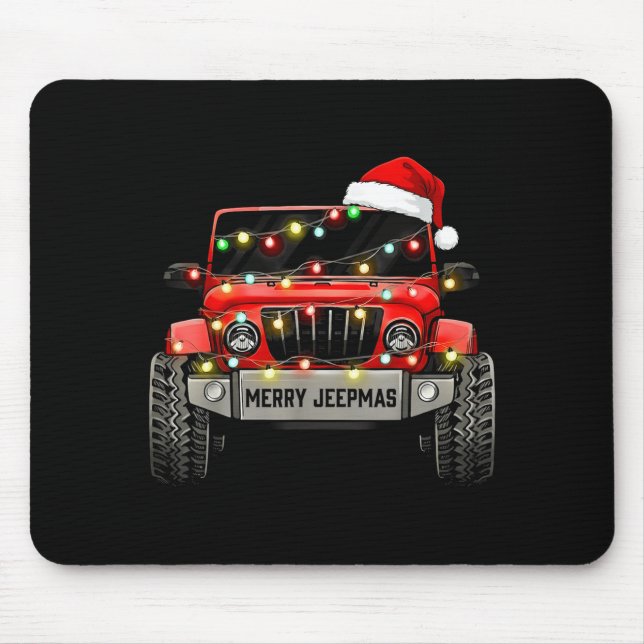 Mousepad Merry Jeepmas Christmas Xmas Santa Reindeer Men Bo (Frente)