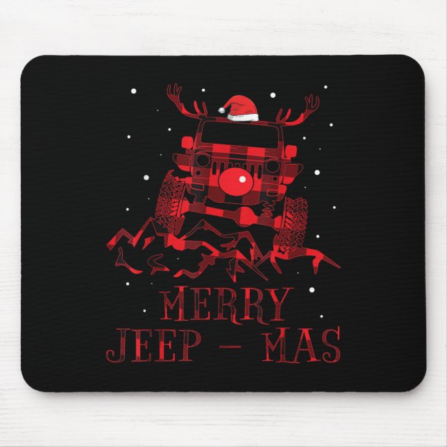 Mousepad Merry Jeepmas Ugly Christmas Sweater Xmas Gift For (Frente)