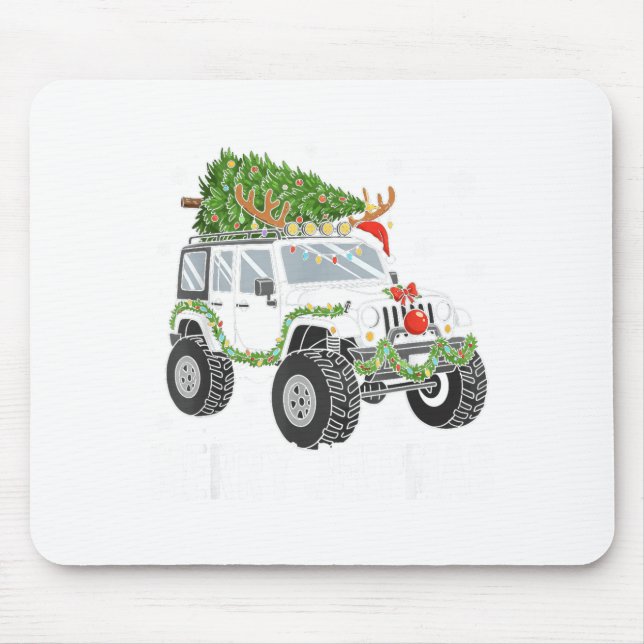 Mousepad Merry Jeepmas Ugly Light Reindeer Christmas Funny  (Frente)