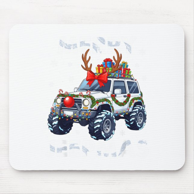 Mousepad Merry Jeepmas Ugly Light Reindeer Christmas Funny  (Frente)