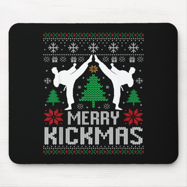 Mousepad Merry Kickmas Karate Jiu Jitsu Ugly Christmas Xmas (Frente)