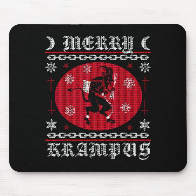 Mousepad Merry Krampus. Goth Christmas Ugly Sweater. Krampu (Frente)