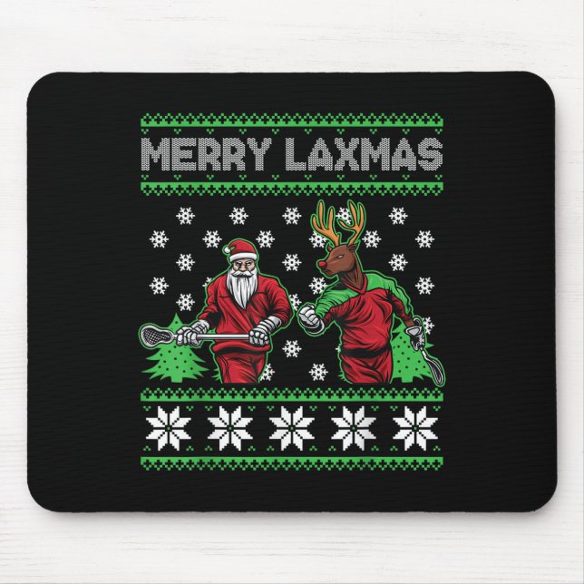 Mousepad Merry Laxmas Funny Christmas Lacrosse Player Holid (Frente)
