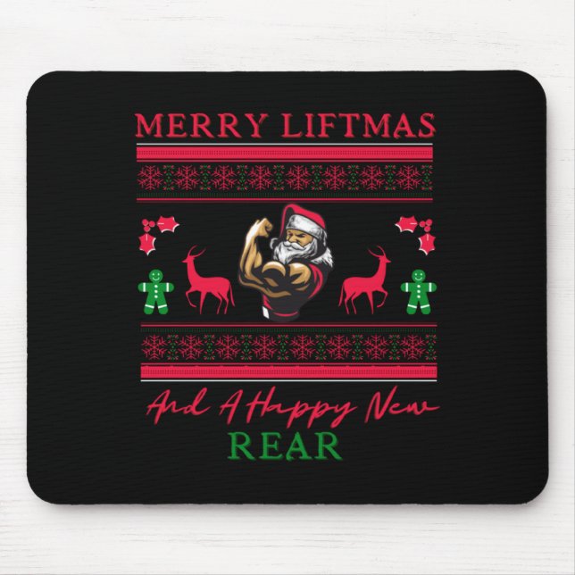 Mousepad Merry Liftmas And A Happy New Rear Ugly Xmas Gym W (Frente)
