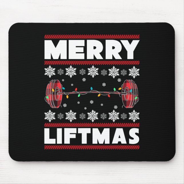 Mousepad Merry Liftmas Fun Christmas Gym Workout Fitness Gi (Frente)