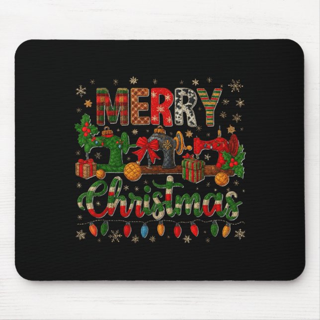 Mousepad Merry Quiltmas Quilter Sewing Retreat Pajama Chris (Frente)