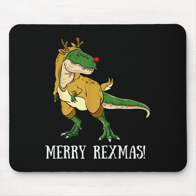 Mousepad Merry Rexmas Reindeer T-rex Rudolph Dinosaur Chris (Frente)