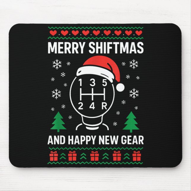 Mousepad Merry Shiftmas And Happy New Manual Driver Christm (Frente)