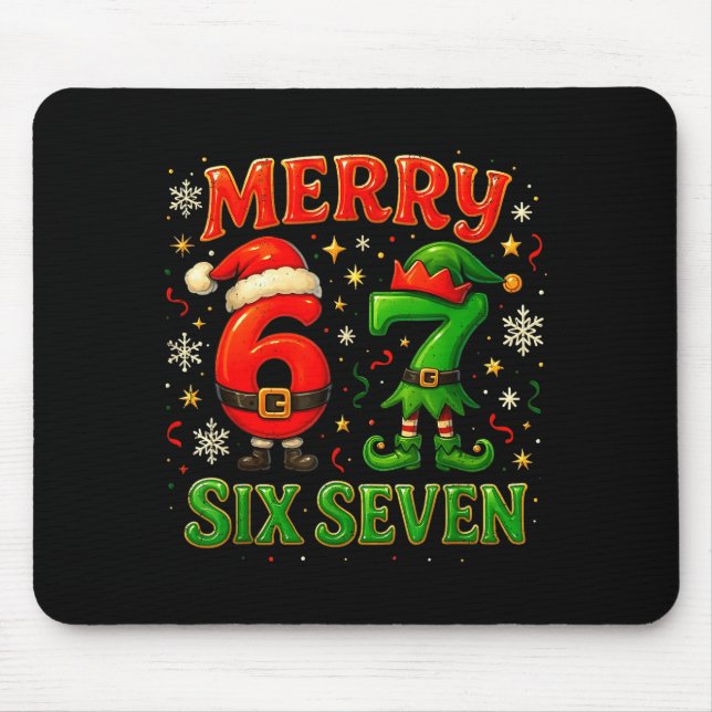 Mousepad Merry Six Seven Funny Meme 67 Christmas Couple Des (Frente)