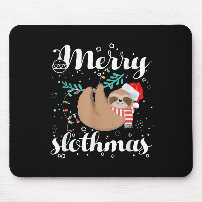 Mousepad Merry Slothmas Christmas Pajama For Sloth Lovers  (Frente)