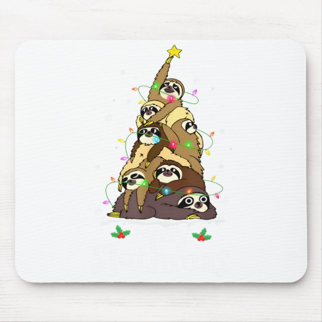 Mousepad Merry Slothmas Cute Xmas Sloth Santa Hat Christmas (Frente)