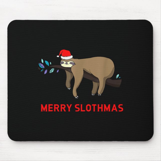 Mousepad Merry Slothmas Funny Sloth Christmas  (Frente)