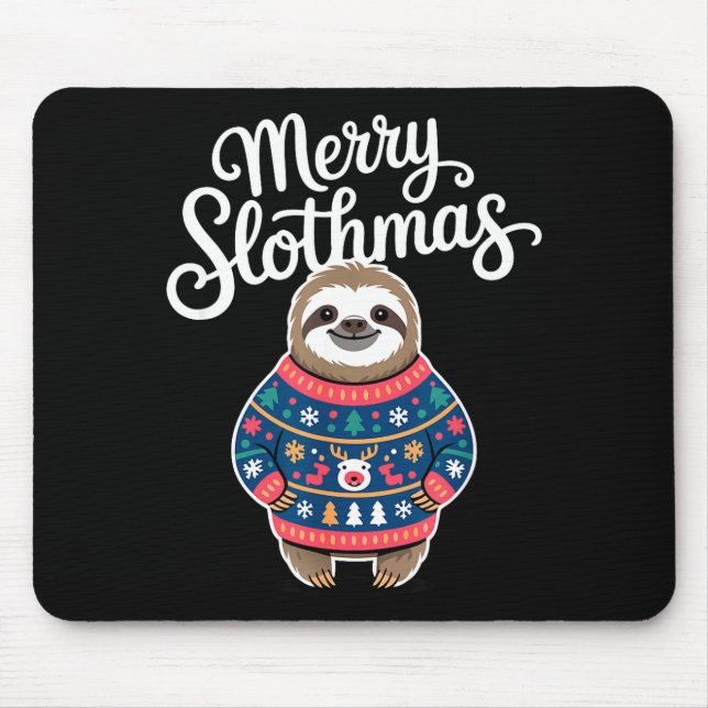 Mousepad Merry Slothmas Sweater Funny Sloth Christmas Pajam (Frente)