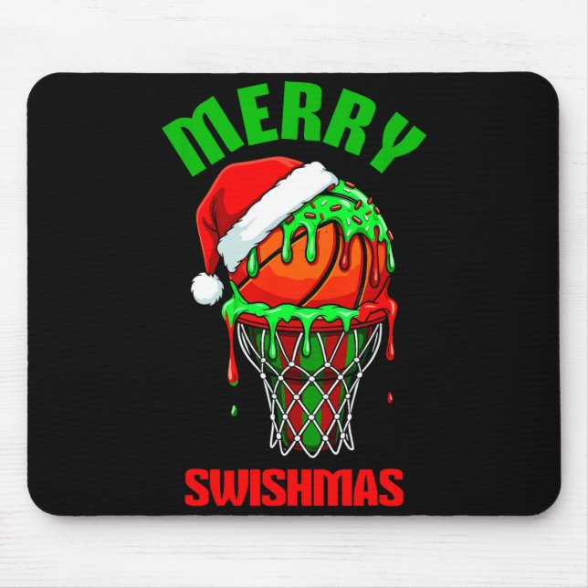 Mousepad Merry Swishmas Basketball Ugly Christmas Xmas Men  (Frente)
