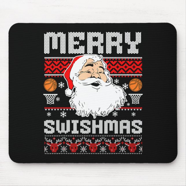 Mousepad Merry Swishmas Basketball Xmas Ugly Christmas Men  (Frente)