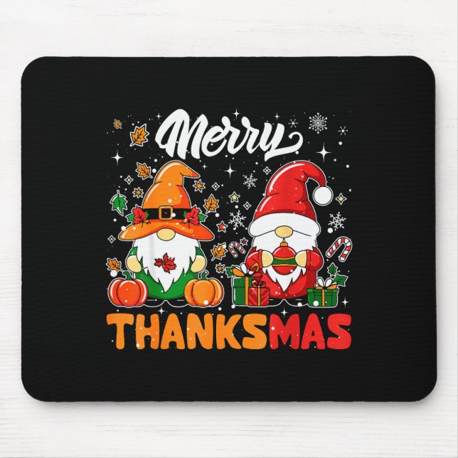 Mousepad Merry Thanksmas Funny Fall Thanksgiving Santa Gnom (Frente)