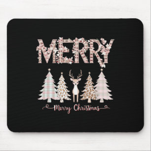 Mousepad Merry Xmas Leopard Cheetah Buffalo Xadrez Rosa Chr