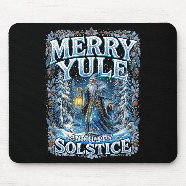 Mousepad Merry Yule And Happy Solstice Mystic Winter Quote  (Frente)