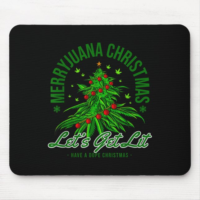 Mousepad Merryjuana Christmas Christmas Weed T Roll  (Frente)