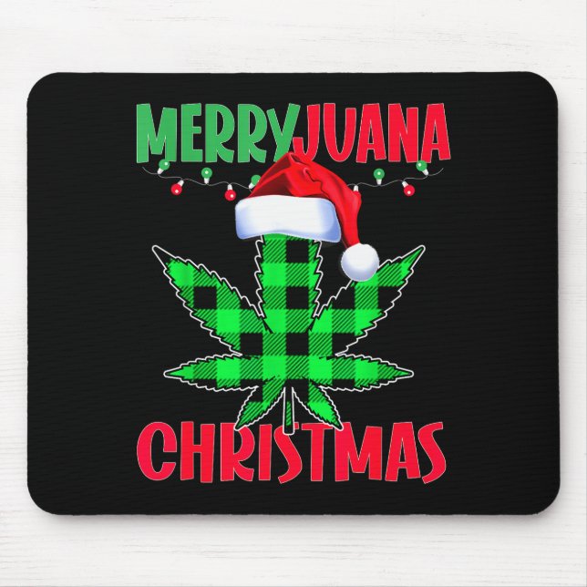 Mousepad Merryjuana Weed Leaf Funny Christmas Pajama X-mas  (Frente)