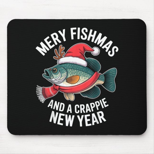 Mousepad Mery Fishmas And A Crape New Year Funny Fishing Ch (Frente)