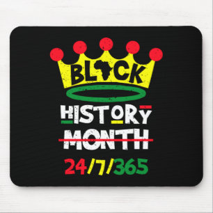 Mousepad Mês da História Negra 24 7 365 Rei Negro Camisa He