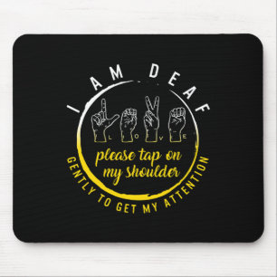 Mousepad Mês de consciência Eu sou surdo Bato no meu ombro