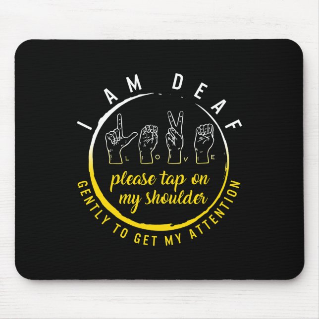 Mousepad Mês de consciência Eu sou surdo Bato no meu ombro  (Frente)