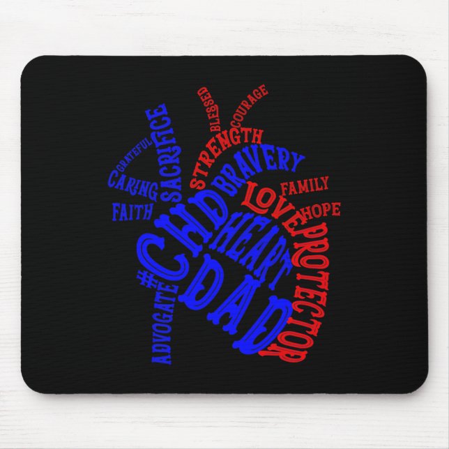 Mousepad Mês de conscientização sobre defeito cardíaco cong (Frente)