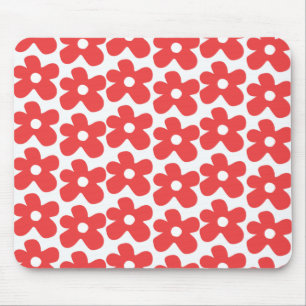 Mousepad Mesa Botânica Floral Chic Vermelha Retro-Negrito