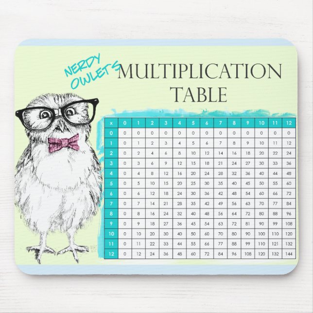 Mousepad Mesa de multiplicação de Nerdy Owl (Frente)
