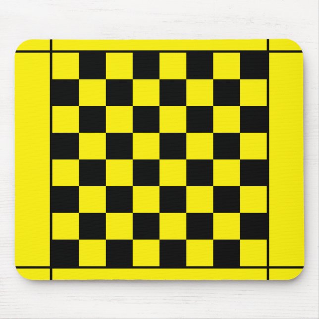 Mousepad Mesa de xadrez amarelo preto (Frente)