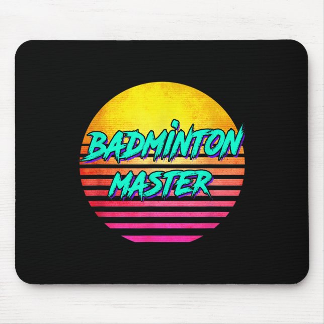 Mousepad Mestre de badminton retrô dos anos 80 (Frente)