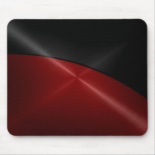 Mousepad Metal de aço inoxidável brilhante preto e vermelho