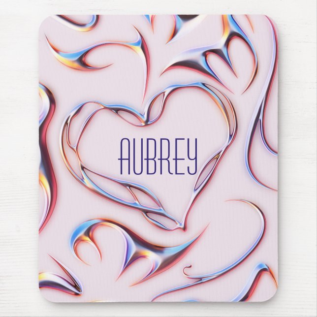 Mousepad Metálico Futurístico Adição de Nome Cyberpunk Hear (Frente)