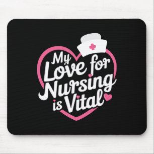 Mousepad Meu Amor pela Enfermagem é Vital Enfermeira do Cor