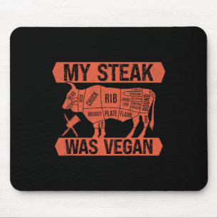 Mousepad Meu Bife Era Vegan Engraçado Comido De Carne Rouba