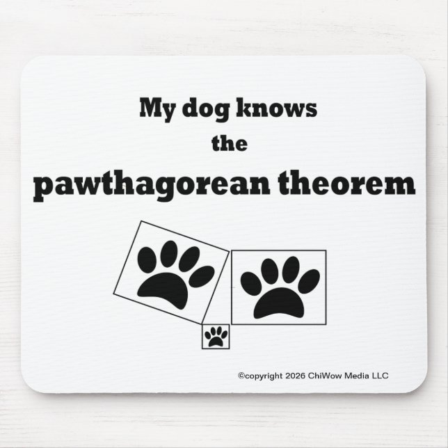 Mousepad Meu Cachorro Conhece o Teorema de Pawgoras (Frente)