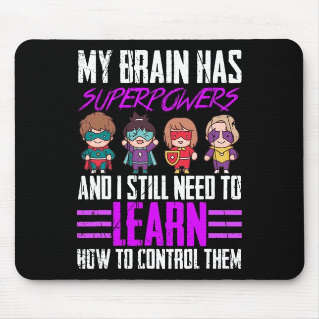 Mousepad Meu Cérebro Tem Superpoderes Epilepsia Sensibiliza (Frente)