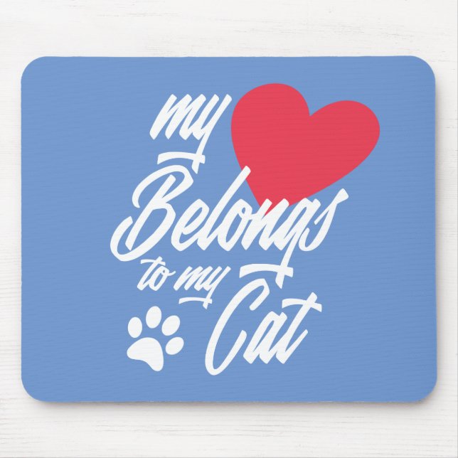 Mousepad Meu Coração Pertence ao Meu Namorados de Gato | Mo (Frente)