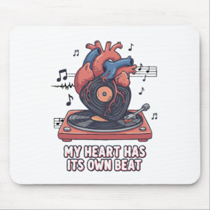 Mousepad "Meu Coração Tem Seu Próprio Ritmo" Disco de Vinil