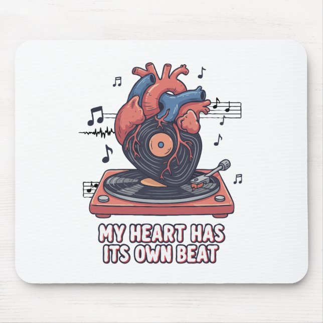Mousepad "Meu Coração Tem Seu Próprio Ritmo" Disco de Vinil (Frente)